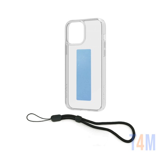 TRANSPARENT SILICON CASE WITH MULTIFUNCTION BLUE STRAP FOR APPLE IPHONE 13 PRO